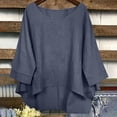 thumbnail image 2 of Frostluinai Oversized Tops for Women Crew Neck 3/4 Length Sleeve Shirts Solid Loose Fit Tee Shirts Casual High Low Blouses Shirts, 2 of 8