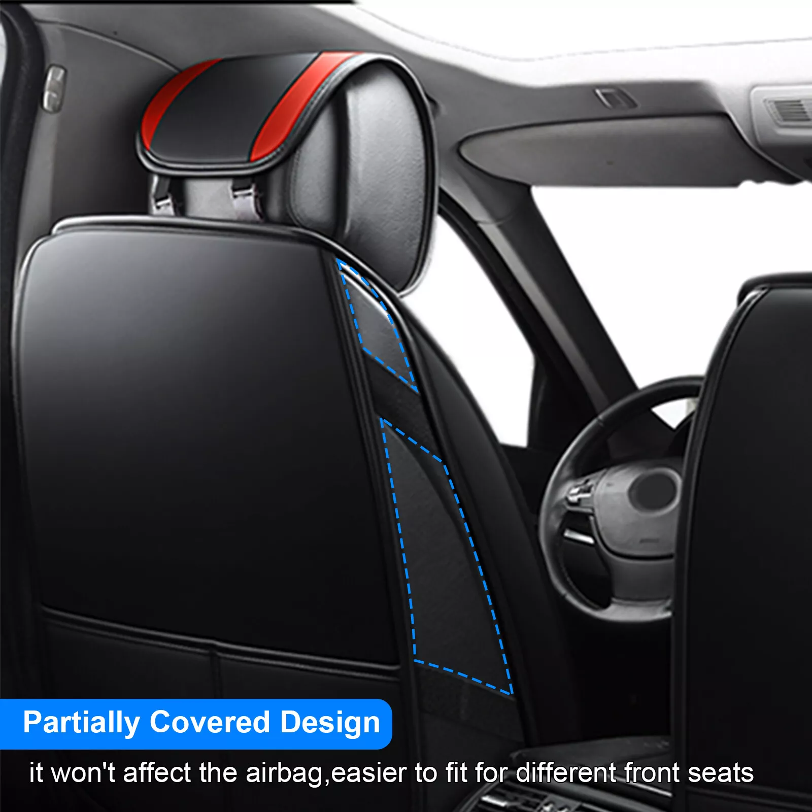 Fit for Subaru Crosstrek Car Seat Covers, Comfortable Leatherette Front Back Seat Cushion Protector Full Set for Forester| Impreza| Legacy| Outback Black Red