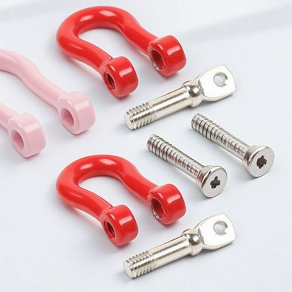 AURARMLET 1Pair Red Alloy Tow Hook Car Use Adjustable Ring Durable Front Tow Bar Universal Fit