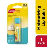 Carmex Daily Care Moisturizing Lip Balm Stick, SPF 15, Cupcake Batter Flavor, 1 Count