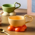 thumbnail image 4 of Ceramic Love Cup With Saucer Set Unique Coffee Mug For Latte Tea Milk Gift For Couple, 4 of 11