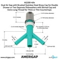 thumbnail image 3 of Dual Air Gap with Brushed Stainless Steel Brass Cap for Double Drawer or Two Separate Dishwashers with Skirted Cap and Extra Long Thread for Thick or Thin Countertops (AG200-404, AG200-X04, AMERIGAP), 3 of 9