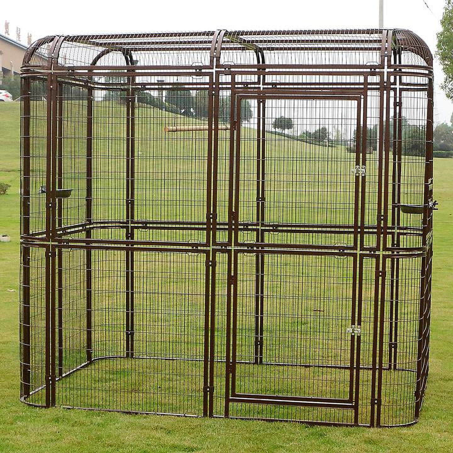 Walk in Iron Aviary Large Bird Cage Heavy Duty Pet Parrots Poultry House Brown