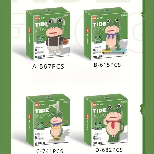 Frog series,Microparticle building blocks,Puzzle Assembly DIY Handmade Model