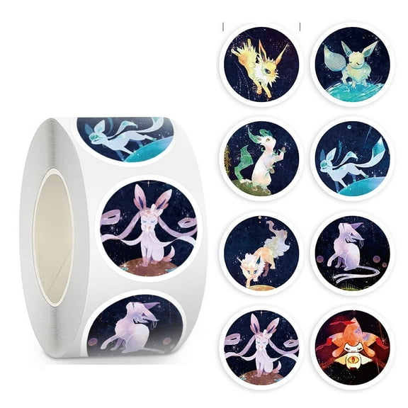 500 Pieces Eevee Stickers Colorful Fashion Graffiti Rolls Self Adhesive Seals for Kids Girls Boys Adults for Water Bottles Laptop Suitcase for Birthday Party Supply Decor Favor