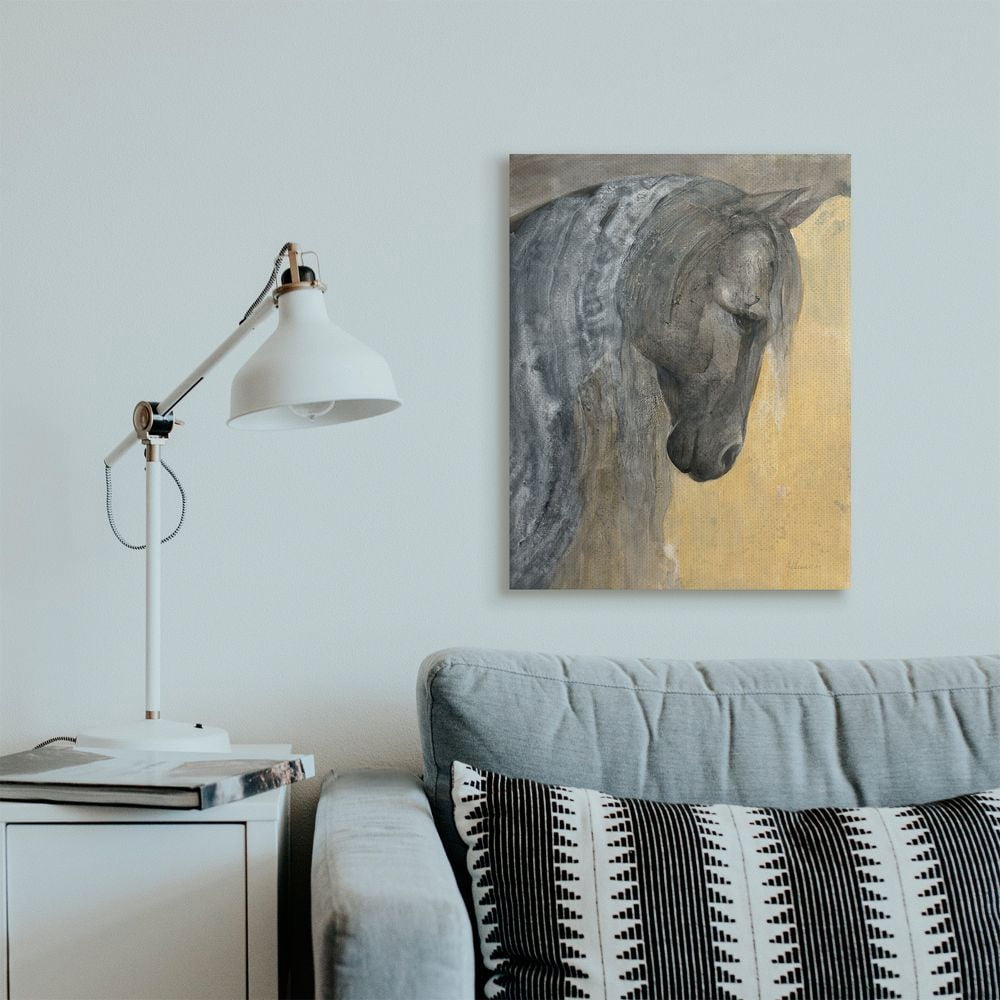 Stupell Industries Abstract Textured Horse Portrait Grey Yellow Painting Canvas Wall Art Design by Albena Hristova, 24" x 30"