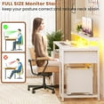 thumbnail image 5 of Homieasy Computer Desk with 3 Drawers, Home Office Desk with Power Outlet, 59'' Gaming Desk with Led Lights, Long Work Desk with Storage Shelves, Printer Cabinet and Monitor Shelf, White, 5 of 7