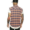 thumbnail image 3 of Men's Casual Flannel Plaid Shirt Sleeveless Cotton Plus Size Vest Black&Orange XL, 3 of 5