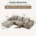 thumbnail image 2 of ODUWA Corduroy Left Facing Corduroy Deep Seat and No Assembly Required Sectional Sofas with Throw Pillow, Beige, 2 of 5