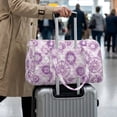 thumbnail image 4 of Garronmavis Purple Tie Dye Large Quilted Duffle Bag for Women, Weekender Travel Carry Bag On Bag with Zipper Pockets, Gym Overnight Dance Shoulder Tote Bag, 4 of 7