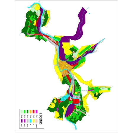 24"x30" Heavyweight Photo Paper Quality Poster: Economic Map - Zoning City of Johnstown PA