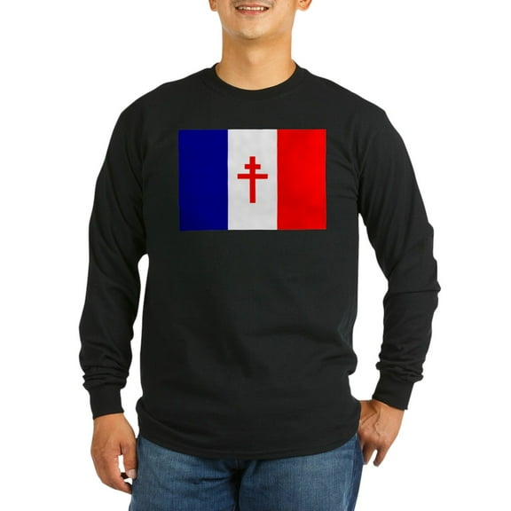 CafePress - Free French Forces Flag Long Sleeve Dark T Shirt - Long Sleeve Dark T-Shirt