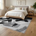 thumbnail image 3 of ODIKA 6'x9' Washable Area Rug Easy Care, Non-Shedding, Grey Abstract Brushstroke Interlocking Geometric Marbled Swirl for Queen Size Bedroom Under Bed Master Suite, 3 of 7