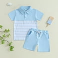 thumbnail image 4 of Toddler Boy Outfits Clothes Spring Summer Button Short-sleeved Running Suit 18-24 Months 2t 3t 4t 5t 6t Clothing Sets Tracksuit T-shirt with Elastic Waist Shorts Outfit 2-Piece, 4 of 8