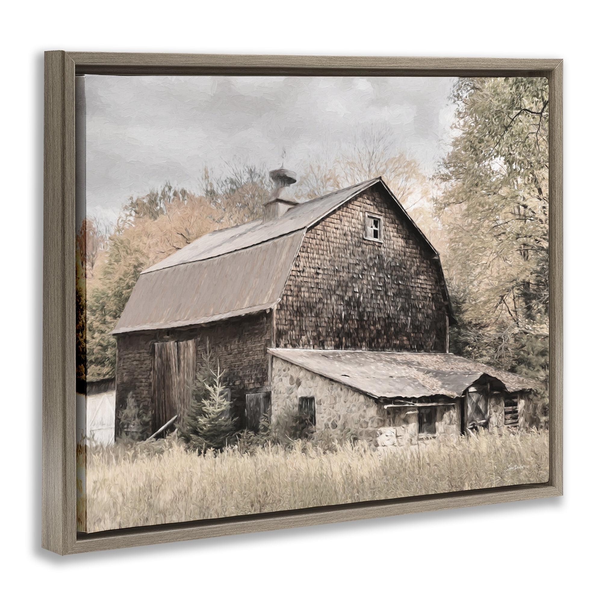 Stupell Industries Beige Rustic Barn Landscape & Nature Photography Brown Floater Framed Canvas Art Print Wall Art, 31 x 25