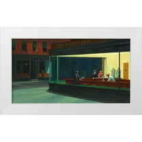 Hopper, Edward 14x9 White Modern Wood Framed Museum Art Print Titled - Nighthawks