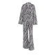 thumbnail image 4 of Sunloudy - Traje de 2 uds para mujer, estampado de rayas diagonales, manga larga, camisa con cuello vuelto de un solo pecho + pantalones largos con cintura elástica Sunloudy  moda, 4 of 8