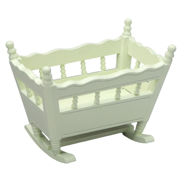 Microdecoración artesanal para casa de muñecas blanca, escala 1/12, paisaje, juguetes de simulación para niños pequeños Cuna