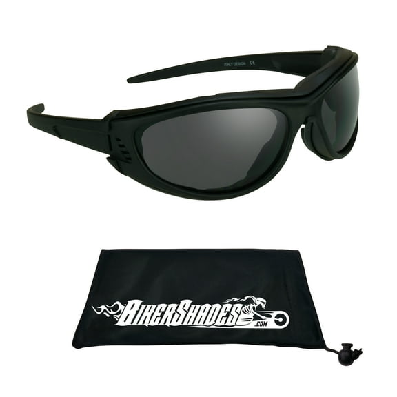 Bikershades Motorcycle Biker Riding Safety Glasses Foam Padded Men Removable Foam Wind and Dust Resistant