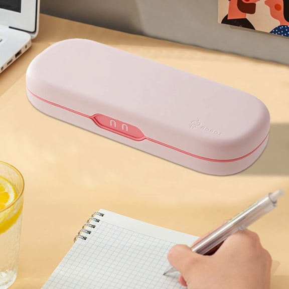 Plastic Pencil Box with Snap-Tight Lid, Pp Plastic Stationery Box 22X8X4Cm, Large Capacity Hard Pencil Case, Used for study, Exam Stationery Storage, Clear/Solid, Pink