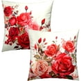 thumbnail image 2 of Red Roses Throw Pillow Covers 18x18 Inch Set of 2, Valentine''s Day Decorative Pillow Case Beautiful Bouquet Flower Cushion Cover for Couch Sofa Wedding Anniversary Decor Gift, 2 of 6