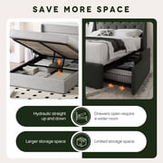 Einfach Queen Size Lift up Platform Storage Bed Frame with Fabric Upholstered Wingback Panel Headboard, Light Gray