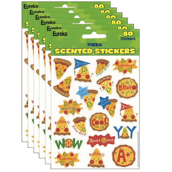 Eureka Pizza Scented Stickers, 80 Per Pack, 6 Packs