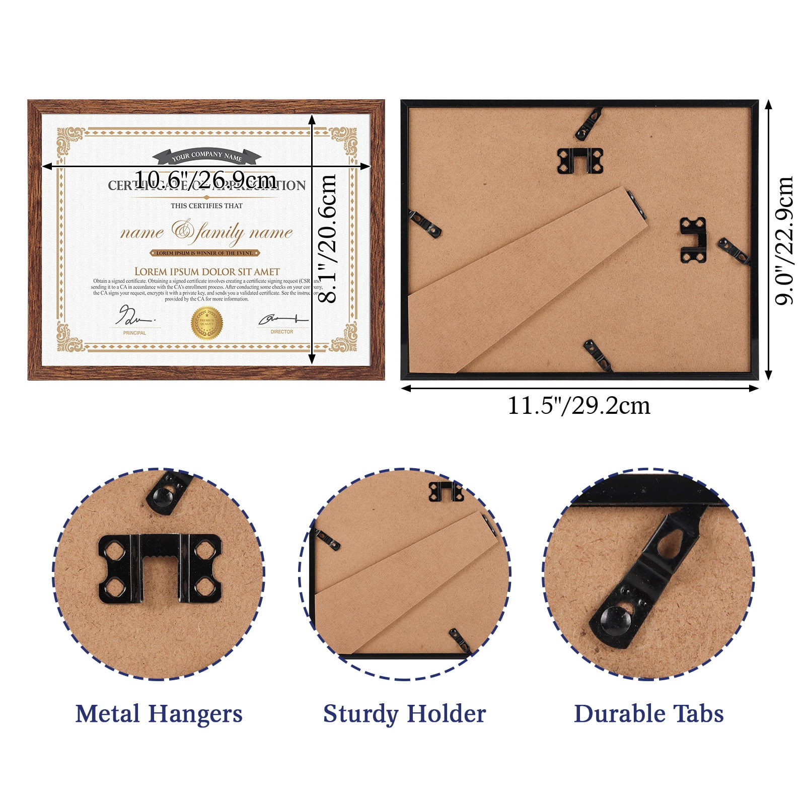 18 Pack 8.5x11 Picture Frames, Photo Frame Brown Horizontal or Vertical for wall or tabletop Display,Award Certificate Diploma