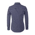 thumbnail image 3 of INSPIRE CHIC Men's Shirt Polka Dots Pattern Point Collar Long Sleeve Button Down Shirt 38 Navy Blue, 3 of 7