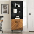 thumbnail image 6 of Home Square 68" Bookmatch Doors Two Tone Hutch in Solid Black - Set of 2, 6 of 11