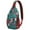 Dark Teal Christmas, variant on Sling Backpack,Turquoise Christmas Tree Pattern Sling Bag with Water Bottle Holder,Waterproof Sling Bag for Men/Women with Headphone Jack for Hiking,Travel