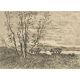 thumbnail image 2 of Henri-Joseph Harpignies 14x11 Gold Ornate Wood Frame and Double Matted Museum Art Print Titled - Cap Martin (1910), 2 of 4