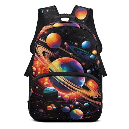 Uorisanigo 17 Inch Kids Backpack for Boys Girls 5-12, Breathable Galaxy Planet Print School Bag with Adjustable Padded Straps for Elementary Kindergarten Travel