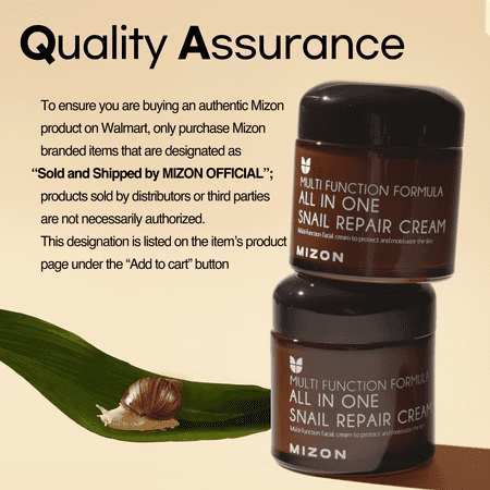 Multi Function Formula All in One Snail Repair Cream 2.53 fl. Oz with 12 Natural Extracts Korean Recovery Cream for Fine Line & Blemish Care