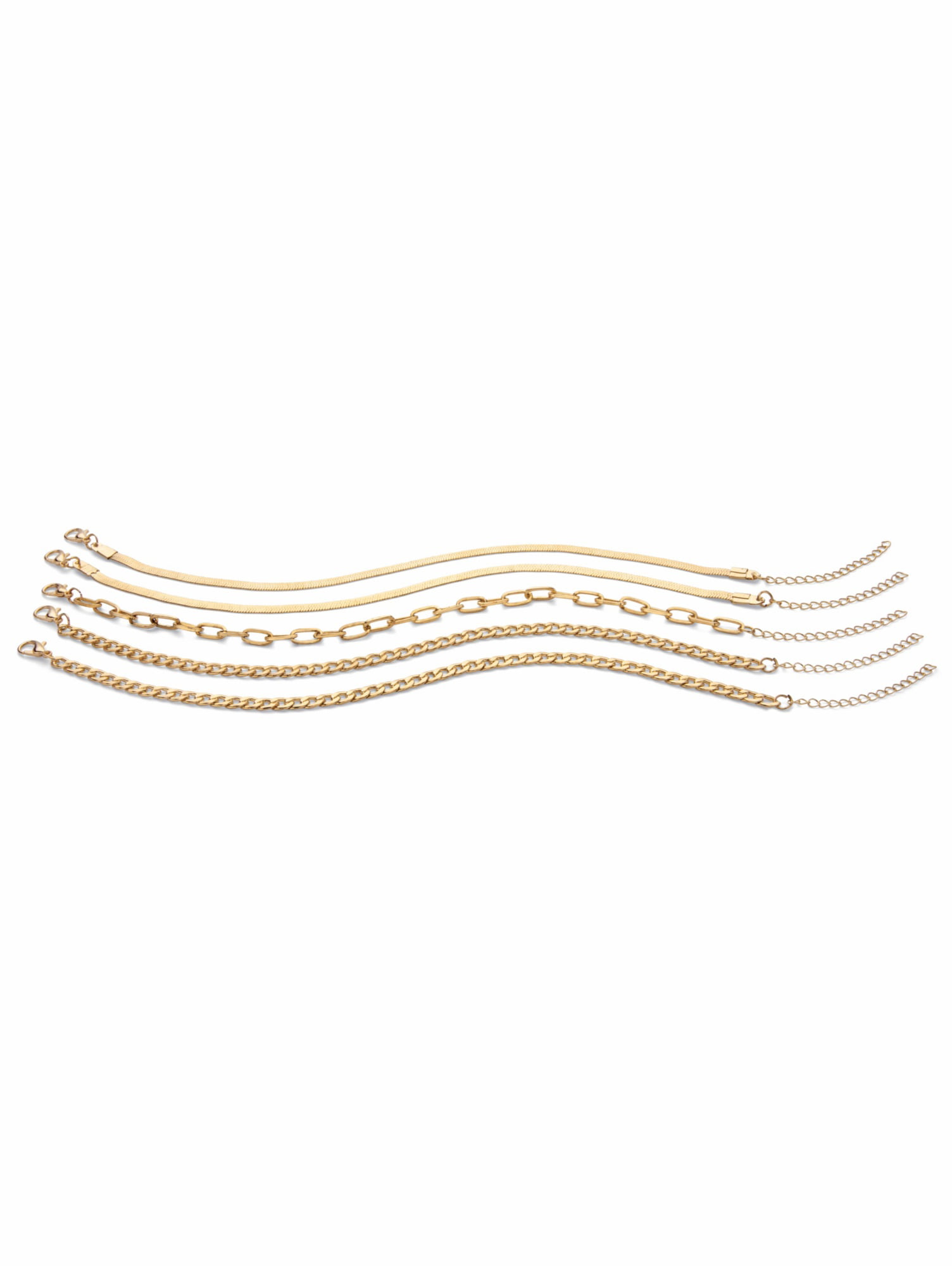 Details about   Beautiful Gold Tone Herring Bone Necklace Chain & Bracelet Set 