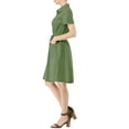 thumbnail image 5 of INSPIRE CHIC Women's Fit and Flare Collar Pocket Elastic Waist Mini Dress XS Army Green, 5 of 9