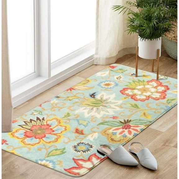 Lahome 2'x3' Collection Modern Floral Area Rug,2x3 Non-Slip Vintage Area Rug Accent Distressed Throw Rugs Floor Carpet for Living Room Bedrooms Decor, Paisley