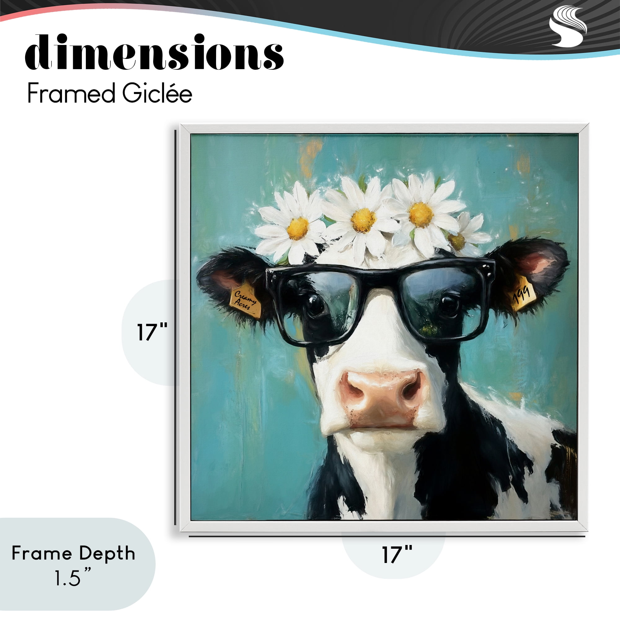 Stupell Industries Nerdy Nessie Cow White Framed Giclee Art, design by Tina LeCour