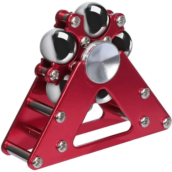 Ferris Wheel Spinner Toy, Creative Kinetic Desk Toys Spin with Stand, Fingertip Spinning Top Creative Windmill Decompression Toy, Metal Stainless Steel Smooth Stress Relief Toy for Kids Adults (Red)