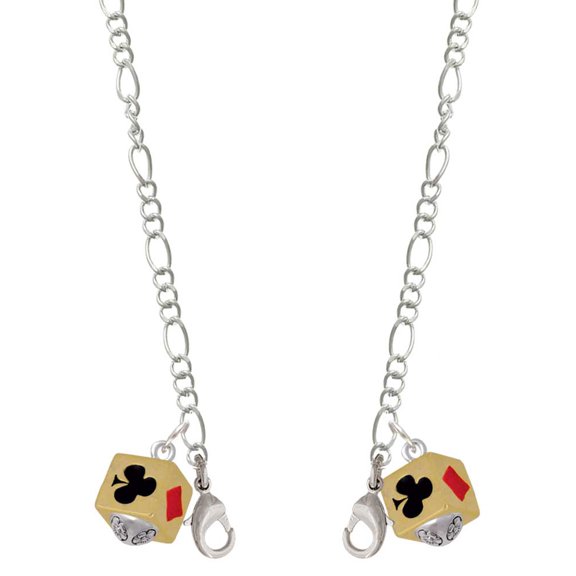 Goldtone Card Suits Square Spinner Silvertone Face Mask Necklace