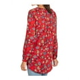 thumbnail image 2 of Chelsea & Theodore Womens X-Large L/S Crossover Woven Blouse, Red Floral Print, 2 of 2