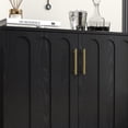 thumbnail image 5 of iooHug Mid-Century Modern Fluted Sideboard Cabinet with Adjustable Shelves & Solid Wood Legs, Black Storage Cabinet for Living Room, Entryway, 5 of 7