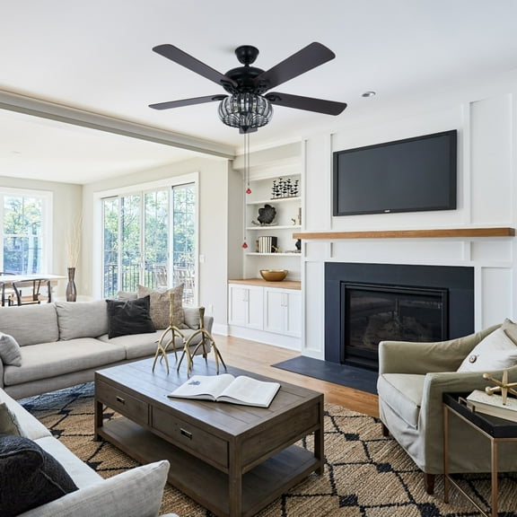 FINE MAKER 3-Light Black Ceiling Fan Lighting Kits