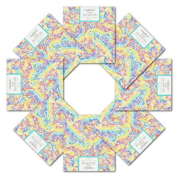 Create It 18"x21" Cotton Rainbow Dots Precut Sewing & Craft Fabric, Multicolor 10 Pieces