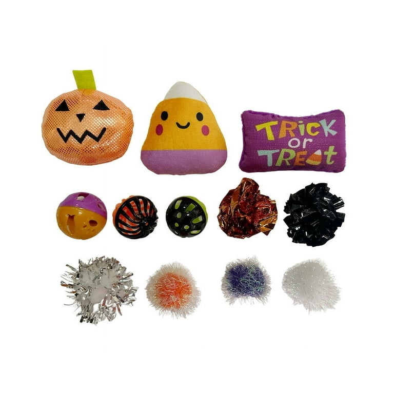 Vibrant Life Halloween 12 Piece Multipack Cat Toy, Orange Pumpkin