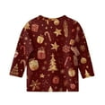 thumbnail image 3 of Grblisyd Christmas Shirts Girls Clothes Size 10-12 Years 3/4 Sleeve Shiny Snowflake Print Casual Graphic Shirts T Shirts Cute Kids Clothes Gold 110, 3 of 5