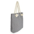 thumbnail image 2 of Premium Classic Black White Houndstooth Print Cotton Canvas Tote Shoulder Bag Handbag, 2 of 4