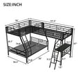 thumbnail image 5 of Twin over Full Bunk Bed with a Twin Size Loft Bed attached, with a Desk, Metal, Black, 5 of 13