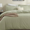 thumbnail image 3 of Virtu 3pc Duvet Cover Set, Luxury Microfiber Duvet Cover King with Pillow Shams, Sage Green, 3 of 10