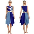 thumbnail image 2 of iiniim Women Metallic Color Block Dress Sleeveless Lyrical Dancewear Blue&Light Blue S, 2 of 7